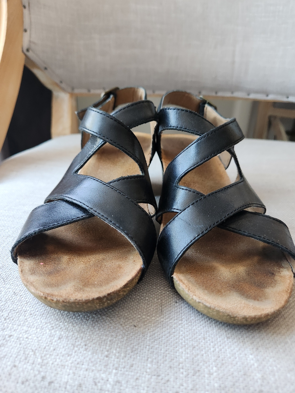 Black Leather Strappy Low Heel Sandals Joseph Seibel 7.5 - Picture 8 of 9